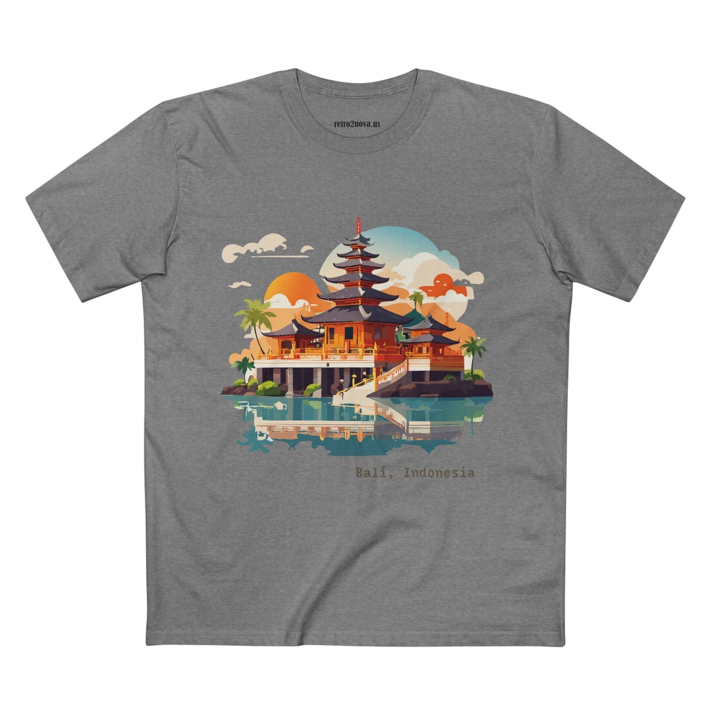 Unisex Bali Travel Shirt With Original Art Design Premium Cotton Tee From Retro2Nova Collection