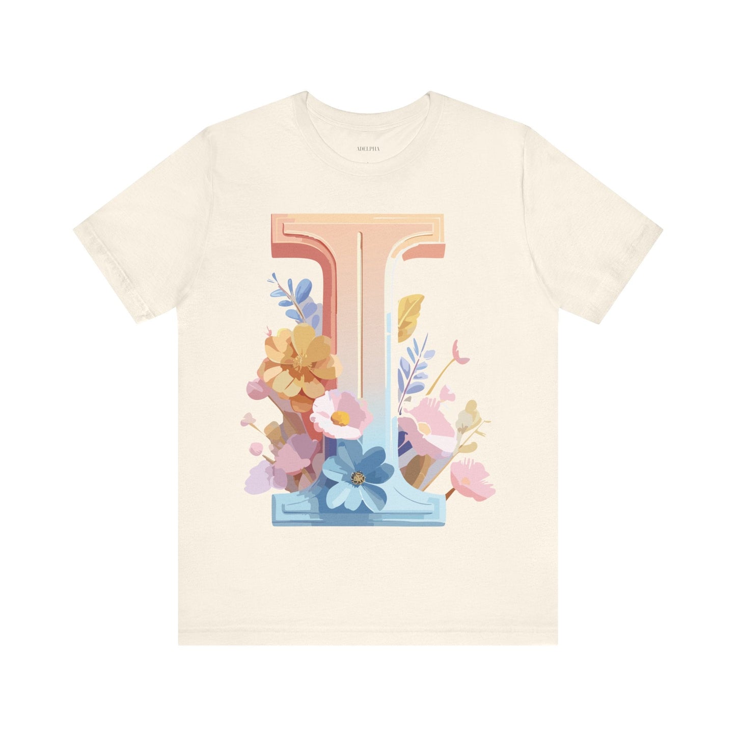Vintage Inspired Letter I Shirt Unisex Graphic Tee Short Sleeve by Adelpha Premium
