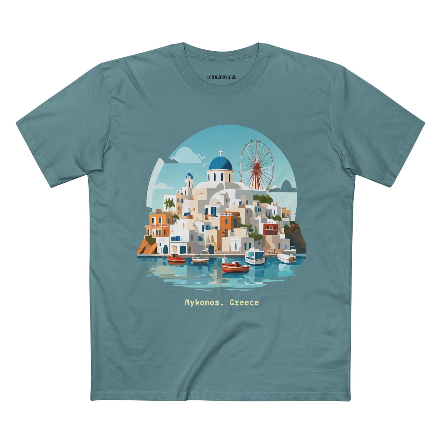 Unisex Greece Travel Shirt With Original Art Design Premium Cotton Tee Retro2Nova
