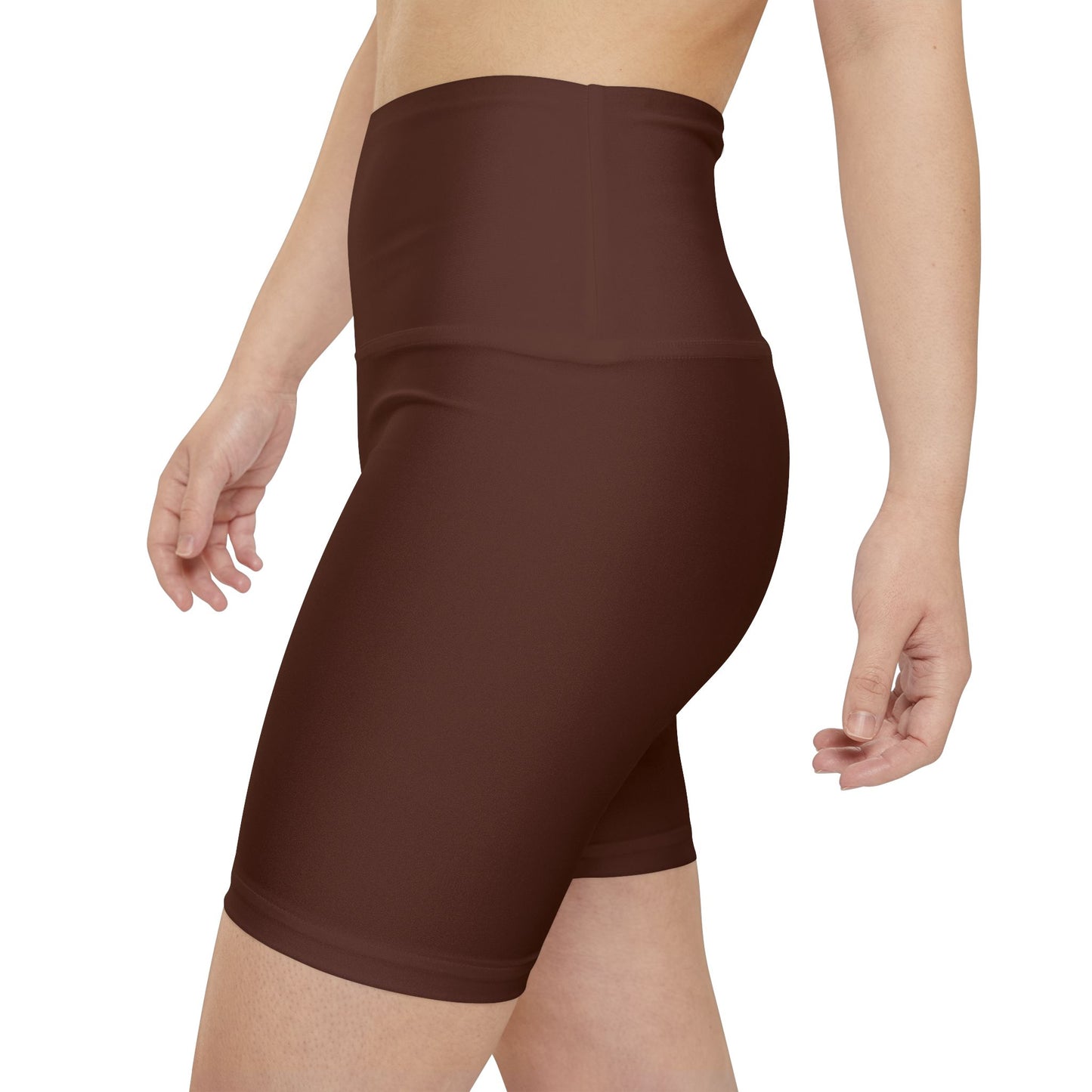 Dark Walnut Brown Women's Brown High-Waist Workout Shorts — Biker Fitness Activewear