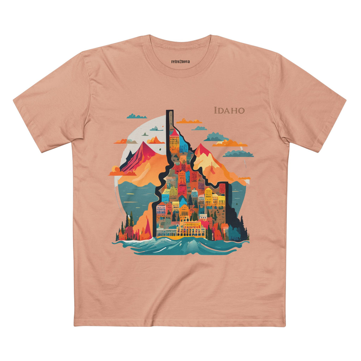 Idaho Mountain Cityscape T-Shirt | State Travel Graphic Tee