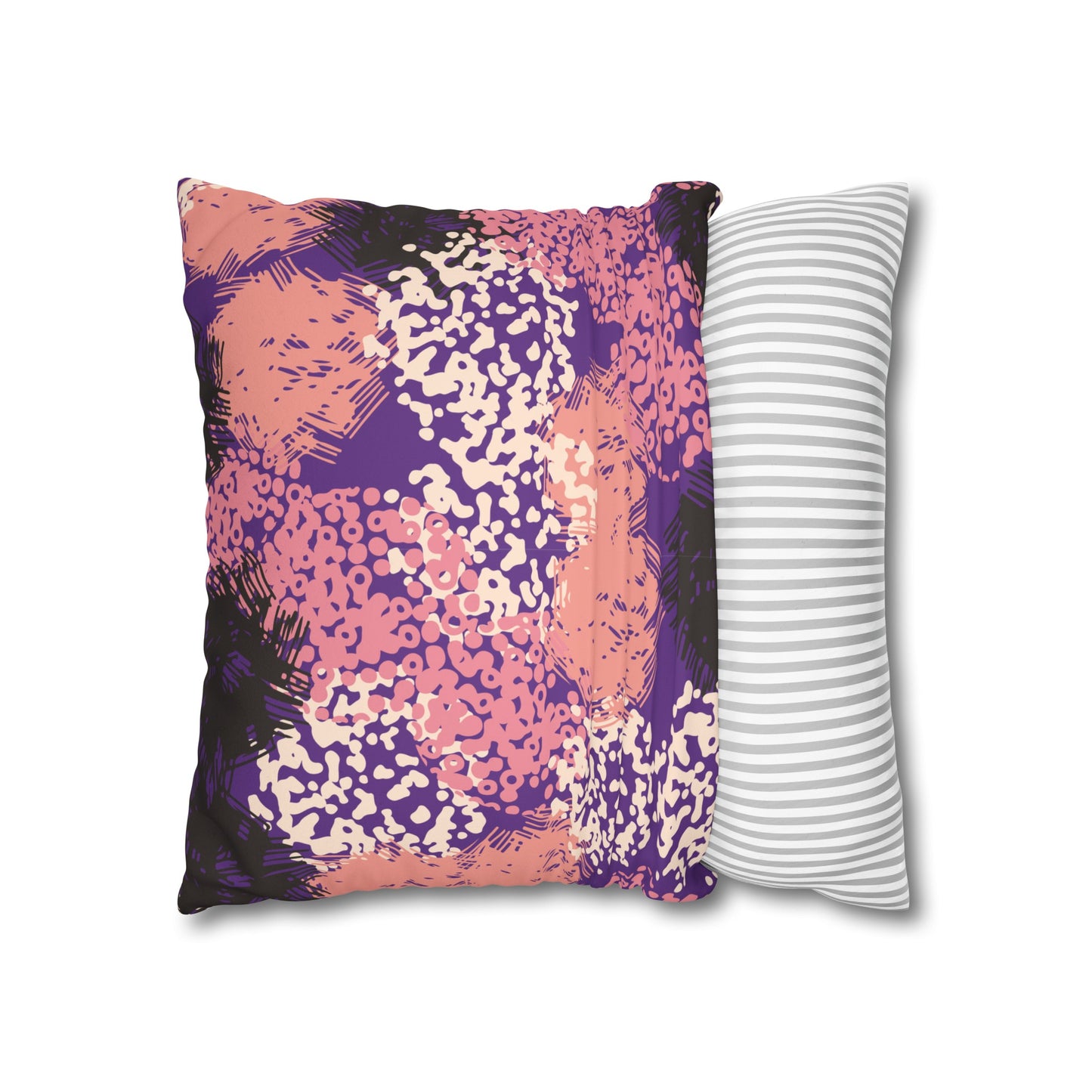 Faux Suede Pillowcase with Abstract print