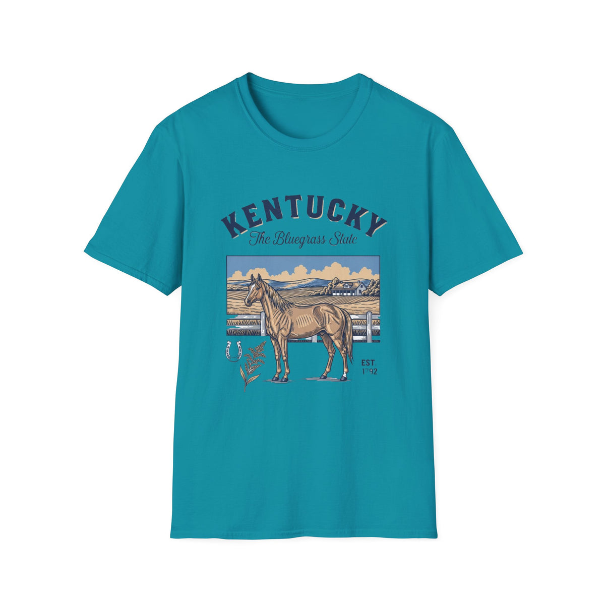 Kentucky Horse Vintage Graphic T-Shirt — The Bluegrass State Travel Tourist Graphic Tee Unisex 100 Cotton Gildan T-Shirt