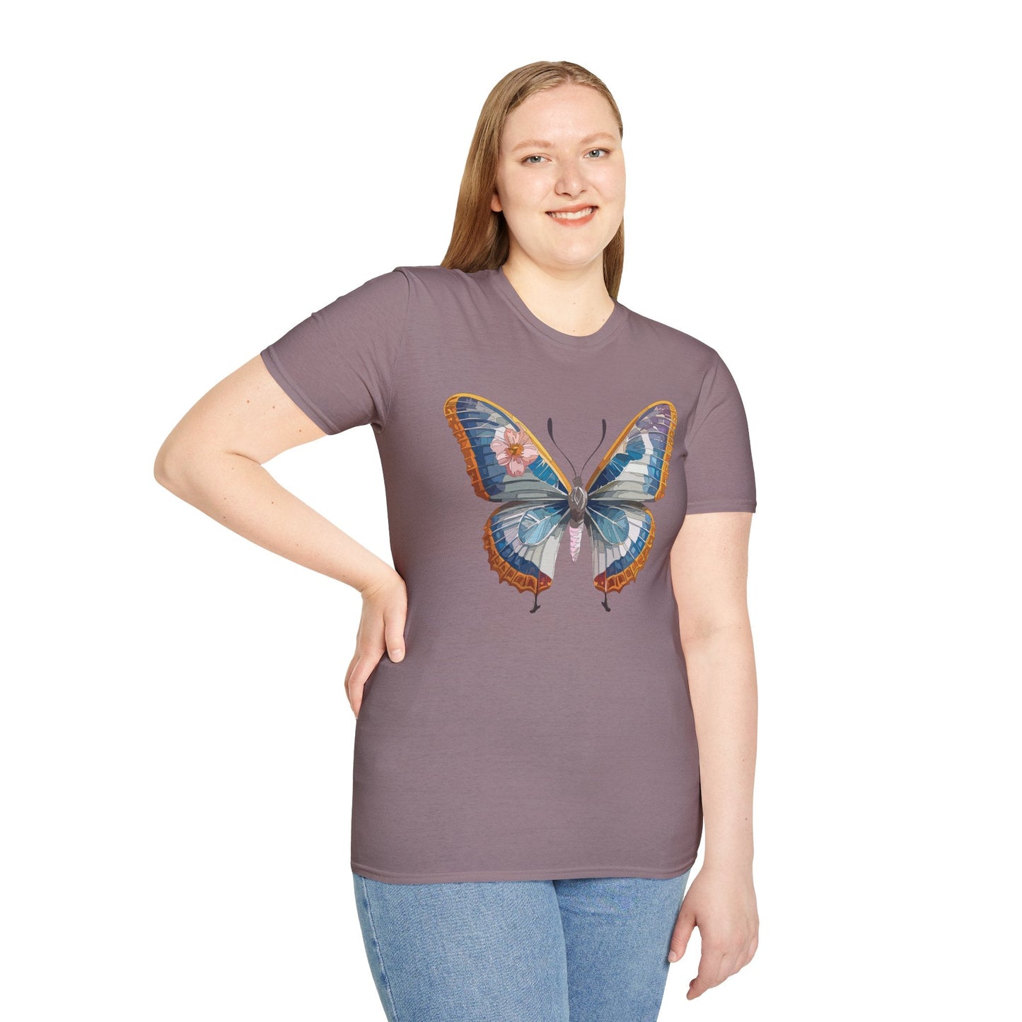Unisex Butterfly Shirt Softstyle Tee 100 Percent Ring Spun Cotton Monarch Print Tee