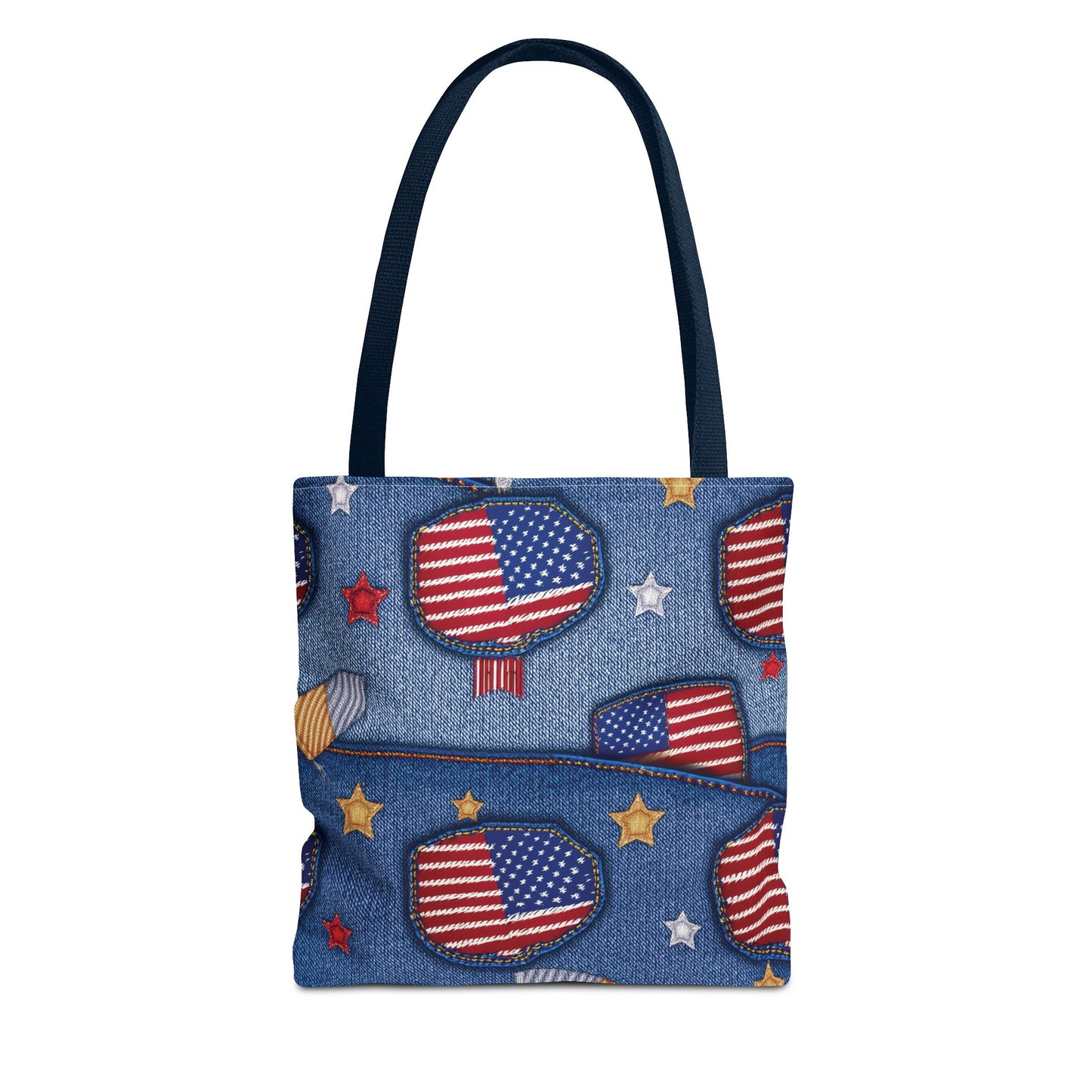 4th of July DENIM PRINT CANVAS BAG HIGH-QUALITY 100% SPUN POLY 3 SIZE BAG-200-12