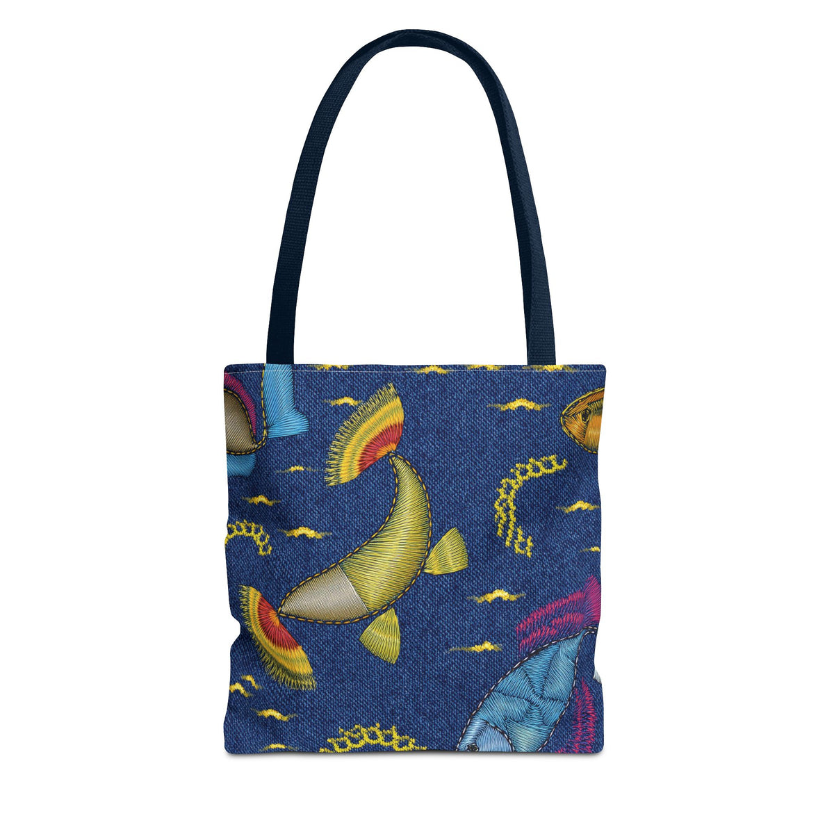 Denim Fabric Imitation Print Unisex Canvas Bag Poly Spun 3 Sizes Tote Bag 193-2
