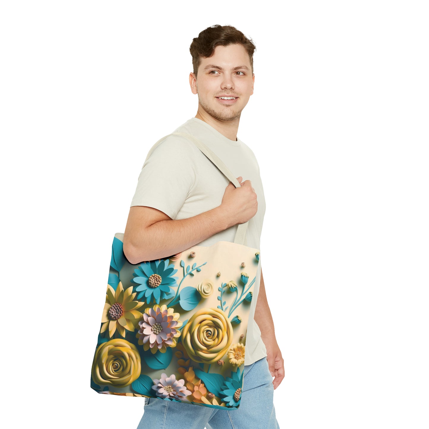 Canvastasche mit floralen Prints 