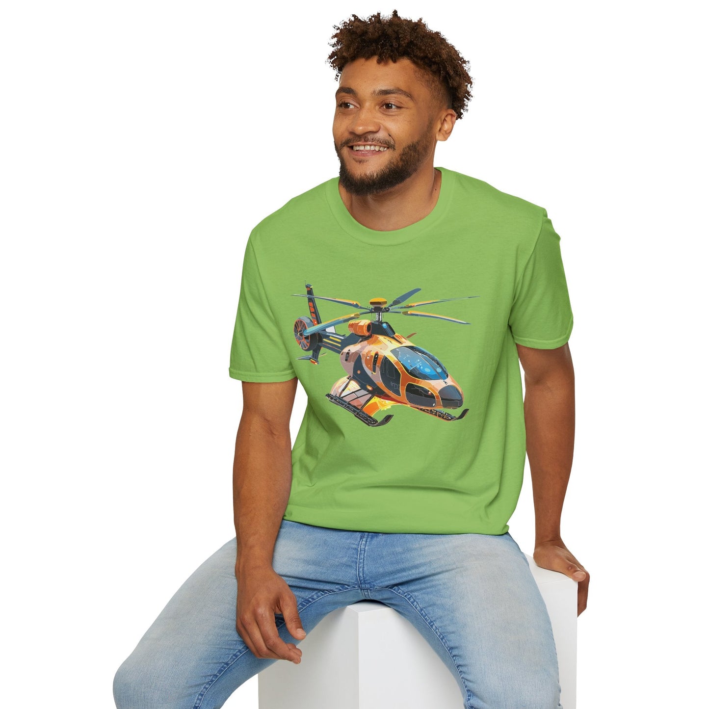 Unisex Helicopter Chopper T Shirt Softstyle 64000 Gildan Durable Lightweight Tee Design