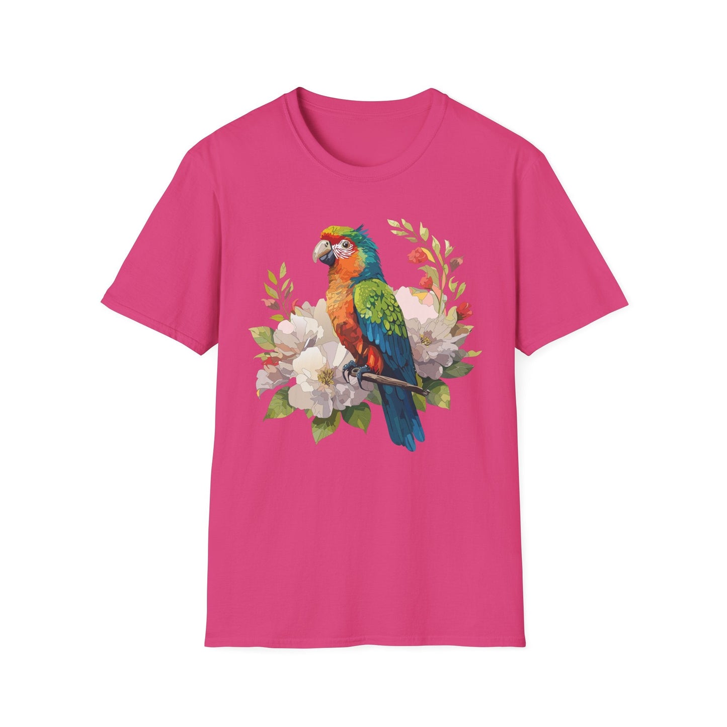 Floral Bird T Shirt Unisex Softstyle Gildan 64000 Graphic Tee With Animal Design