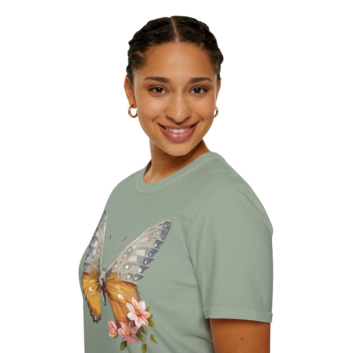 Unisex Butterfly T Shirt Monarch Print Softstyle Cotton Tee Gildan 64000 Lightweight Comfort