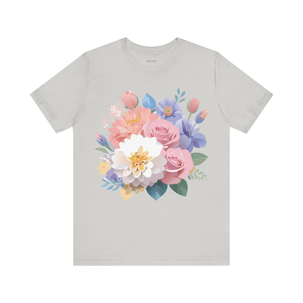 Floral Graphic Unisex Cotton Bella+Canvas Tee with Flowers Art Design n120