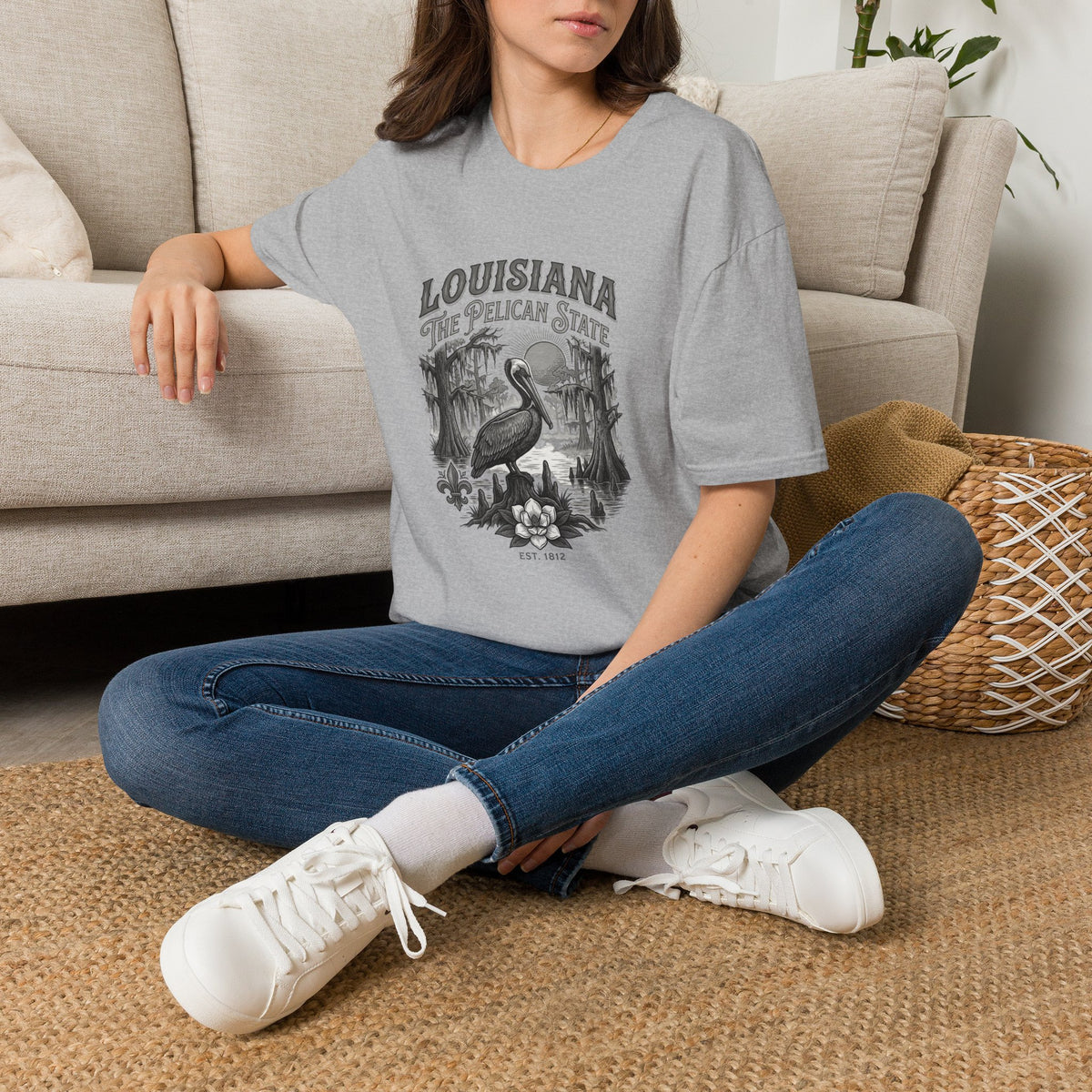 Louisiana Pelican State T-Shirt — Vintage Travel Tourist Graphic Design Unisex 100 Cotton Gildan T-Shirt