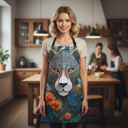 Leopard 100% Polyester Stain-resistant 31.5 x 25.6  Art Print Canvas Apron 2