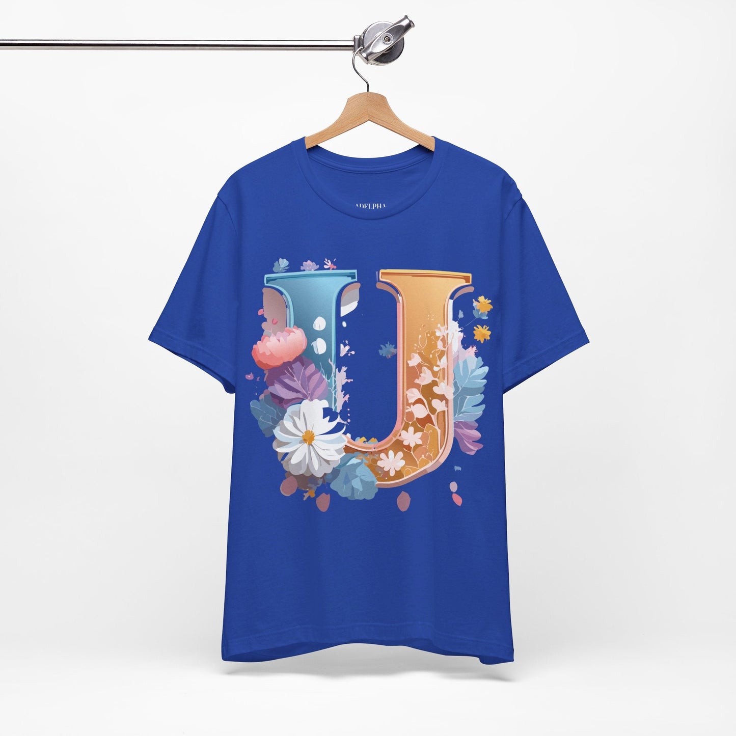Letter U Graphic Tee Unisex Jersey Short Sleeve Premium Adelpha Art Design Shirt