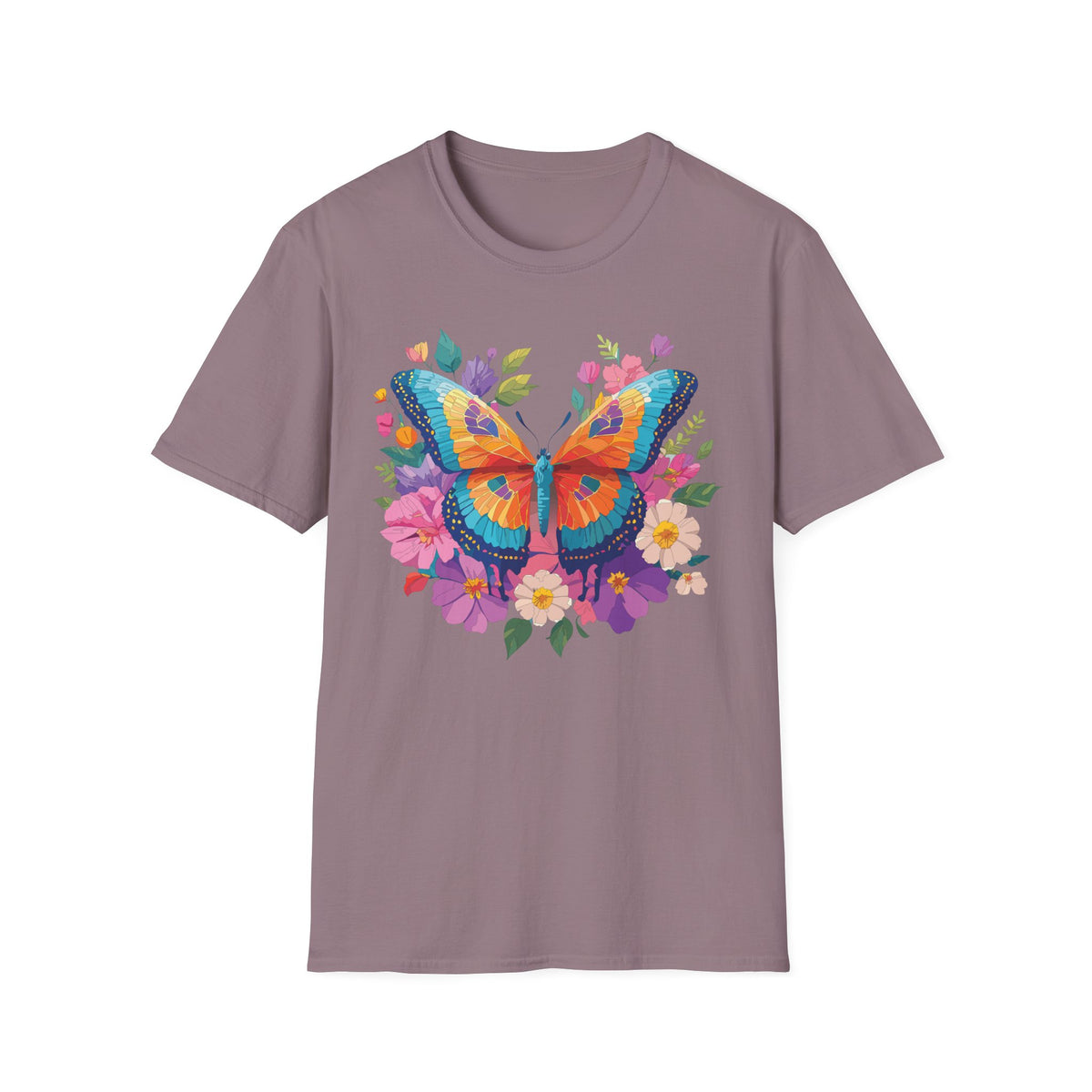 Colorful Butterfly Floral Tee | Vibrant Monarch Butterfly Graphic Tee Unisex 100 Cotton Gildan T-Shirt