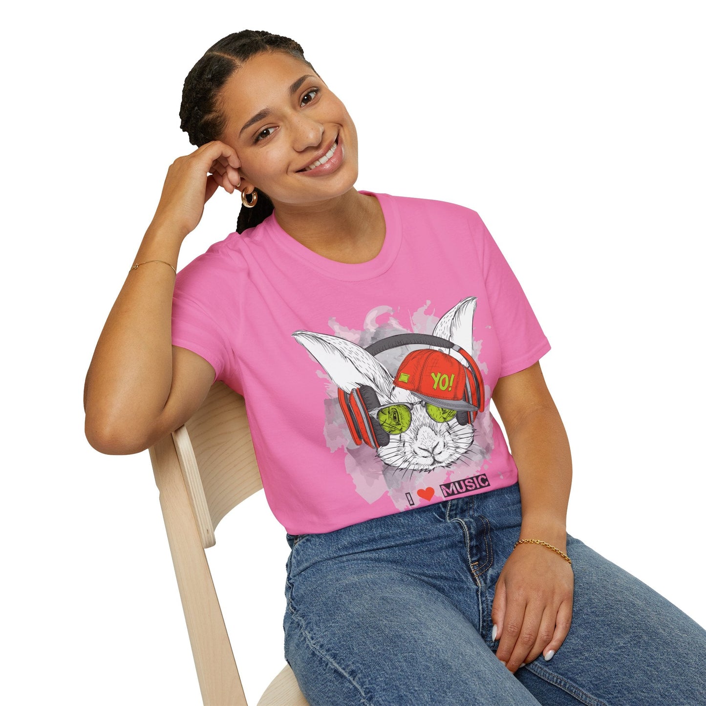 Unisex Music Animals Shirt With Headphones Softstyle Short Sleeve Tee Gildan 64000
