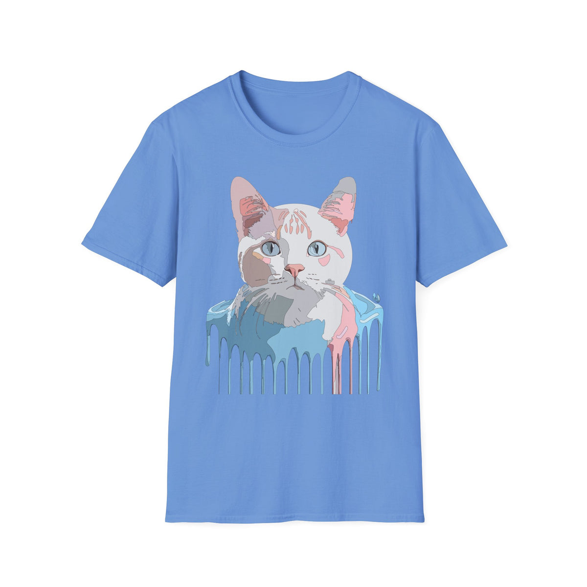 Pastel Cat Portrait T-Shirt | Watercolor Kitty Face Tee