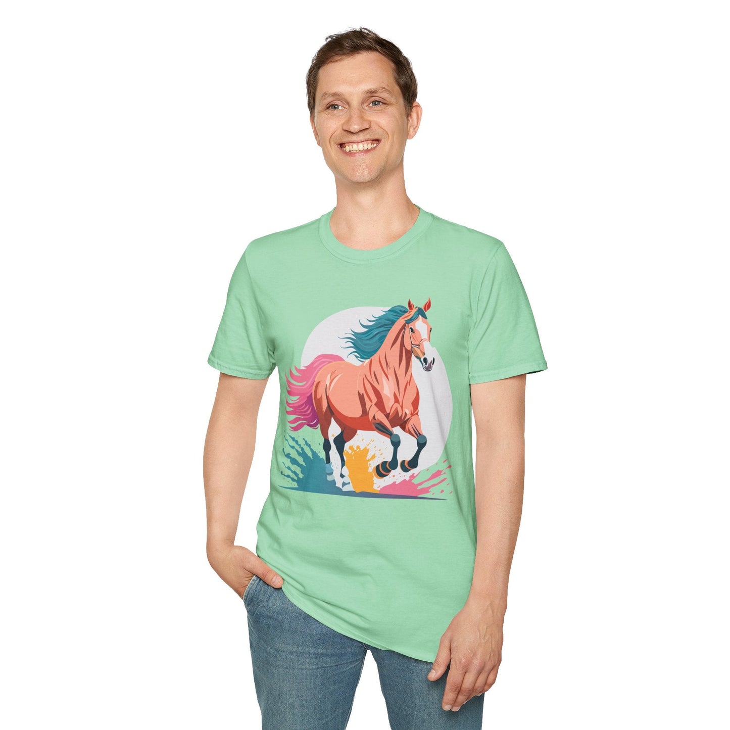 Unisex Horse Shirt Tee Gildan Softstyle 64000 Premium Ringspun Cotton