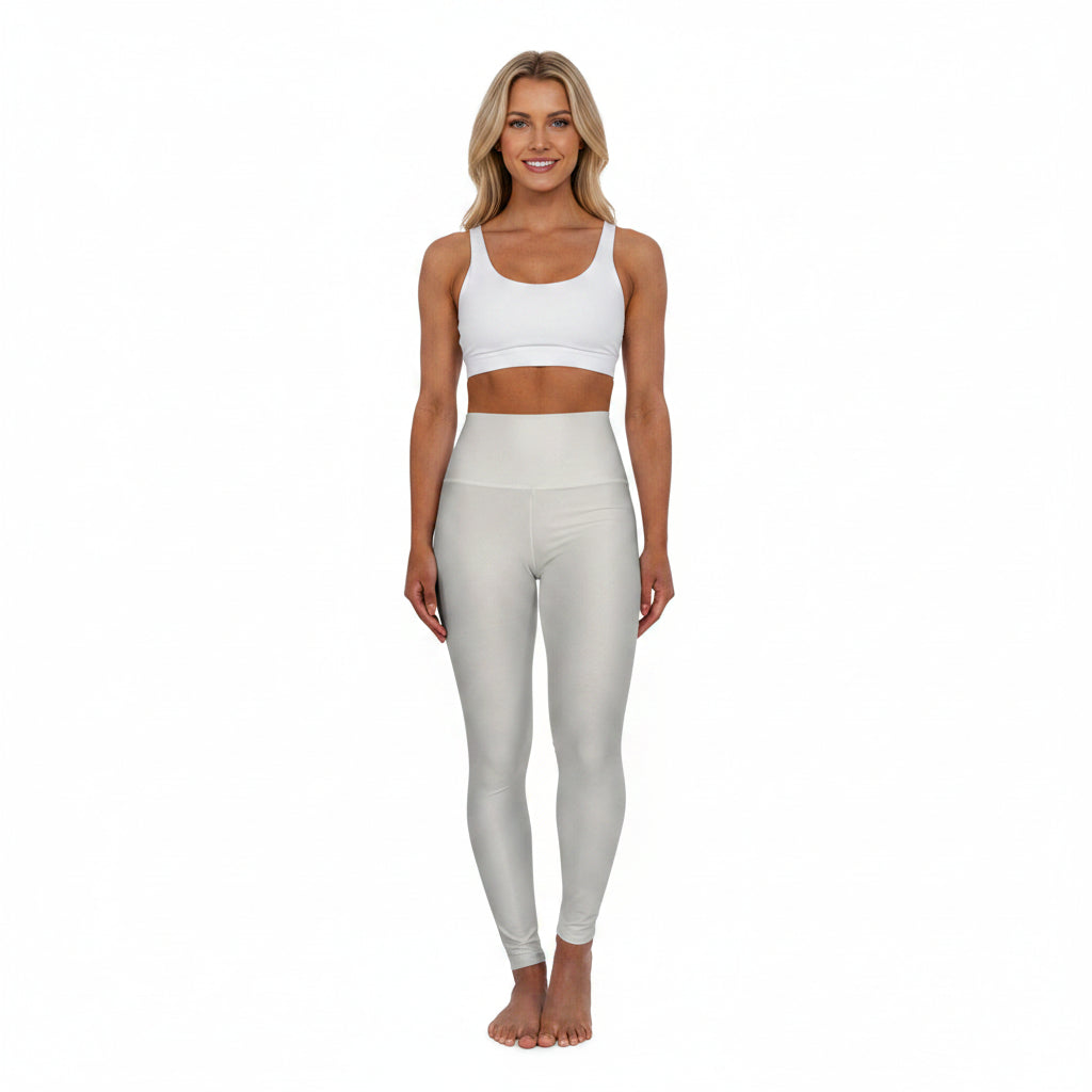 Dust Grey Color High-Waist Yoga Leggings Women's Seamless Poly-Span Stretchy Performance Pants