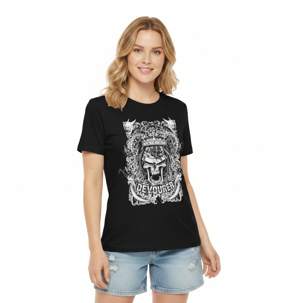 Gothic Skull Illustration Graphic Unisex Cotton T-Shirt r13