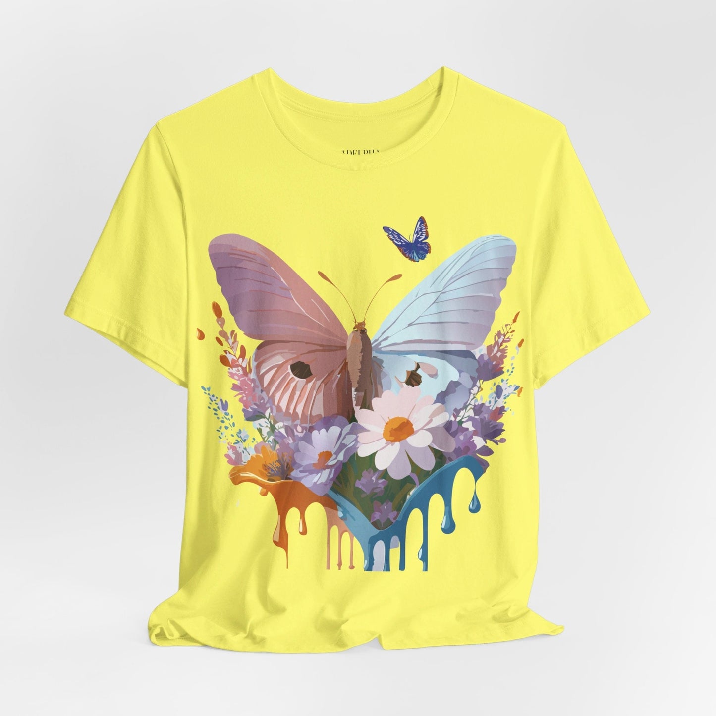 Butterfly Graphic Unisex 100 Cotton Lightweight Vintage Floral Design Jersey Tee 69