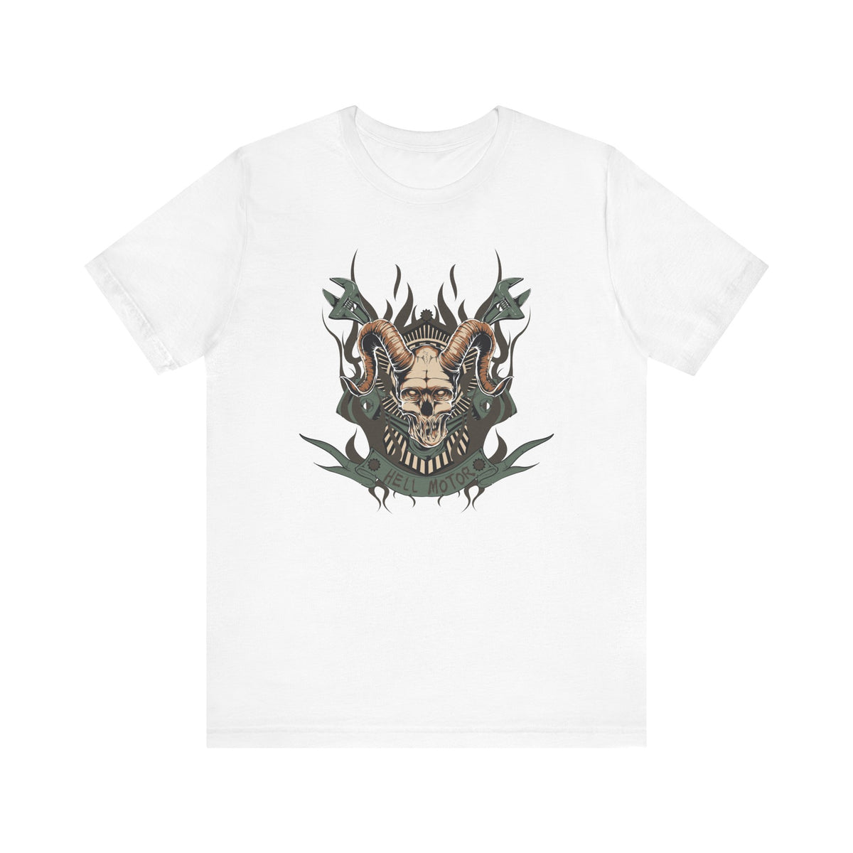 Ram Skull with Horns Tee Gothic Skull Shirt, Dark Tribal Design Unisex Cotton Art-49