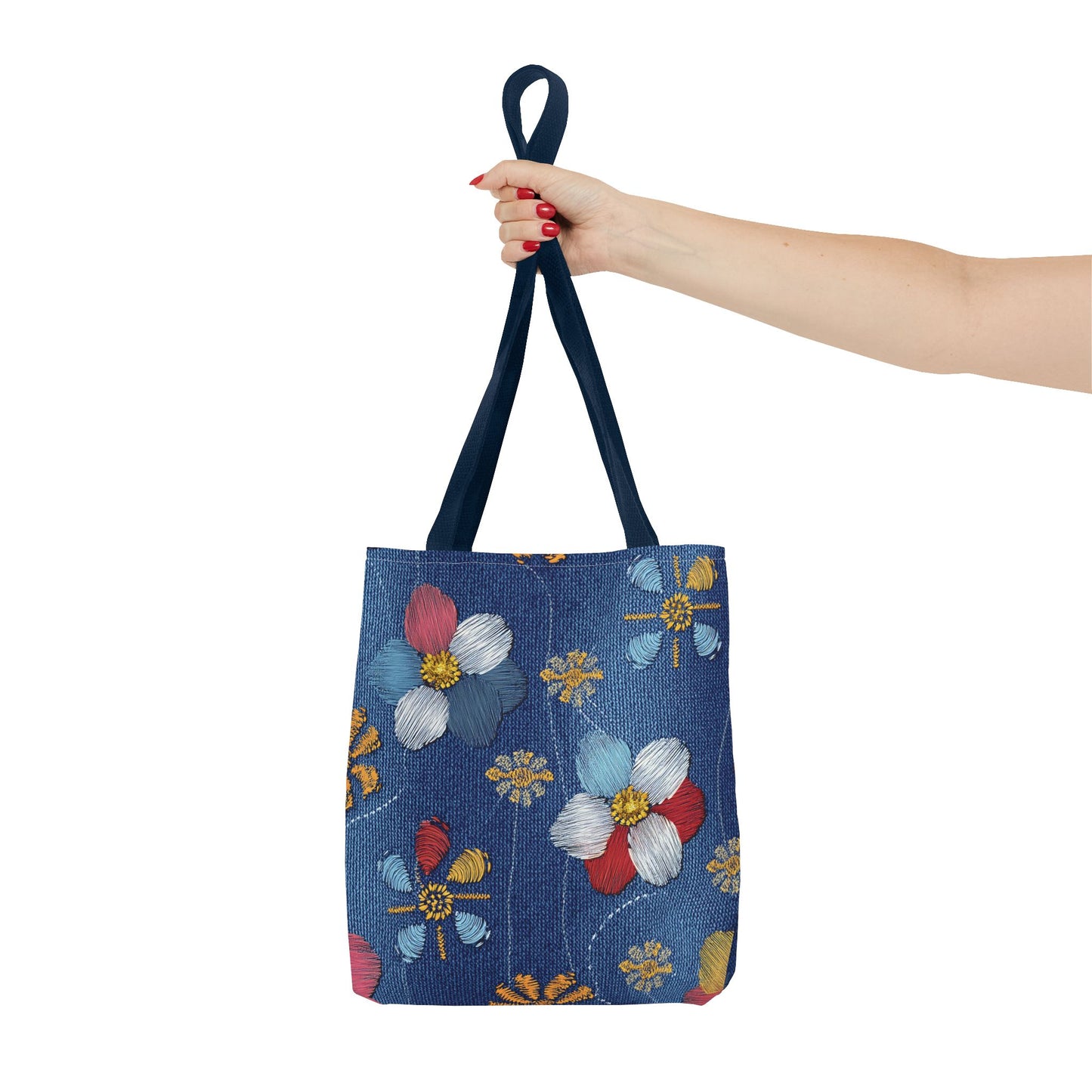 Denim Fabric Imitation Print Unisex Canvas Bag Poly Spun 3 Sizes Tote Bag 166