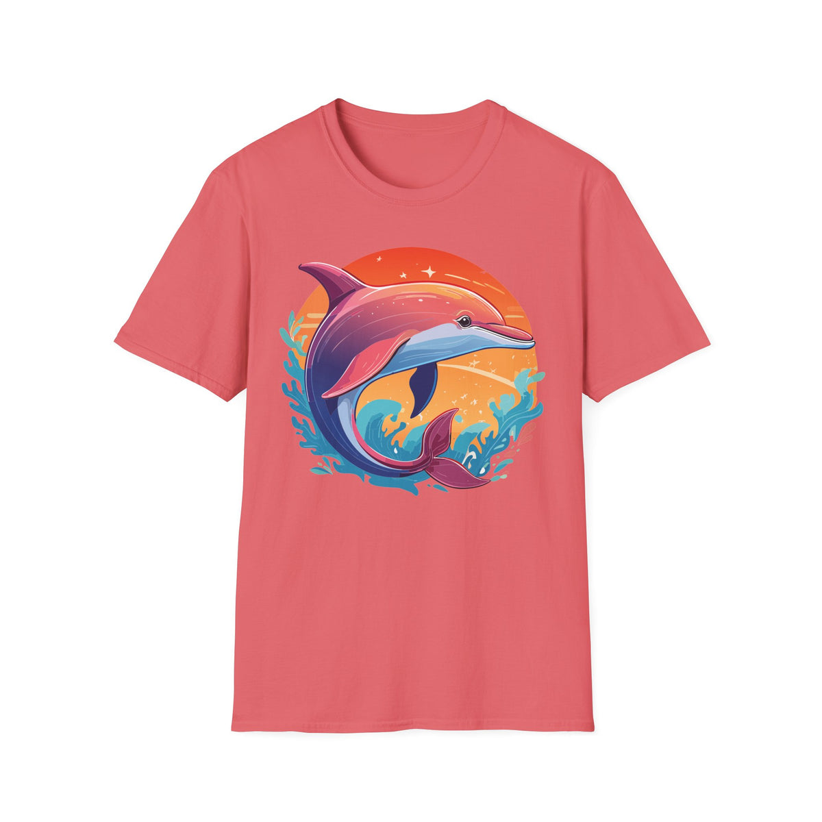 Sunset Dolphin Tee | Colorful Ocean Illustration Shirt