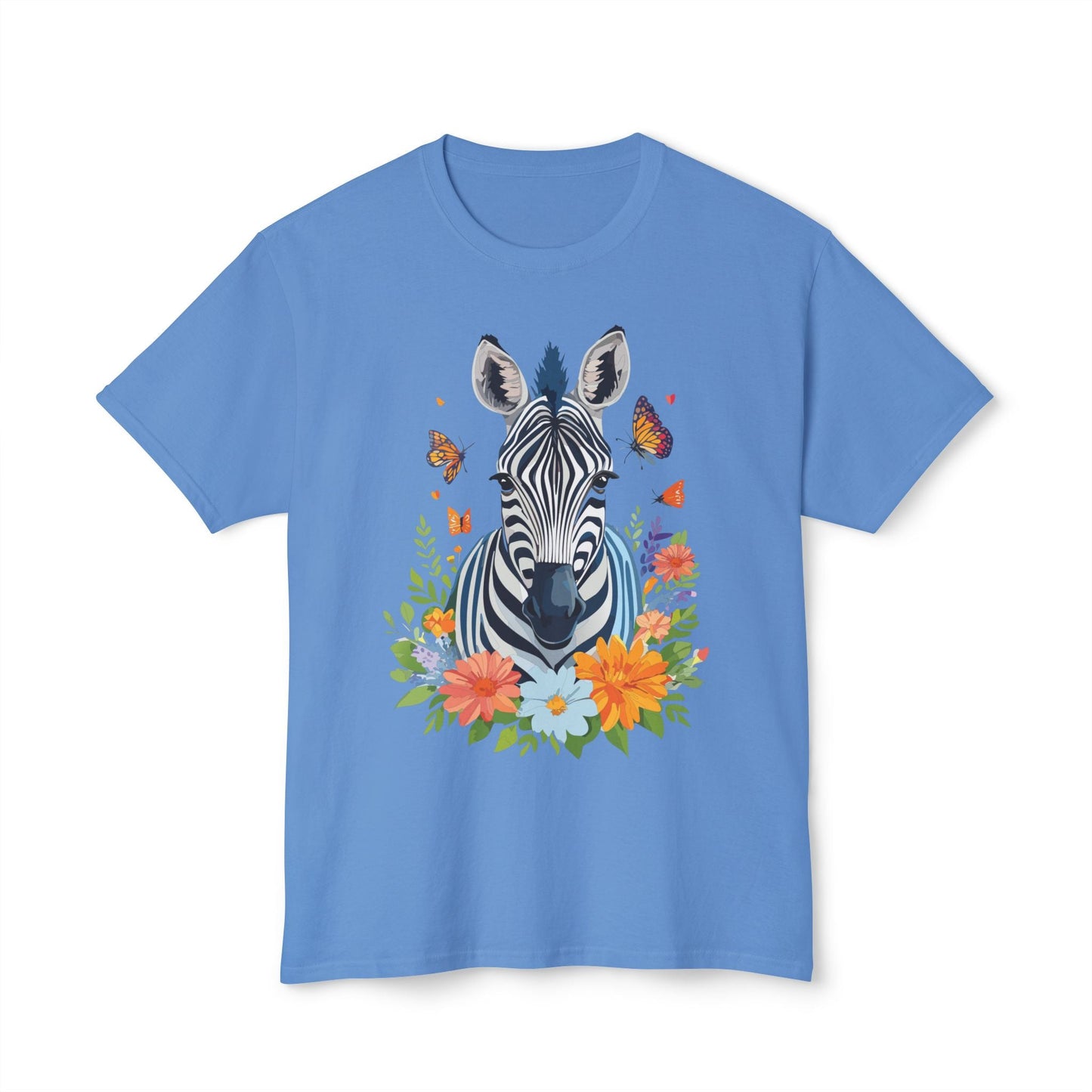 Zebra Art Print T Shirt Unisex Cotton Tee With Floral Design Vintage Zebra Theme