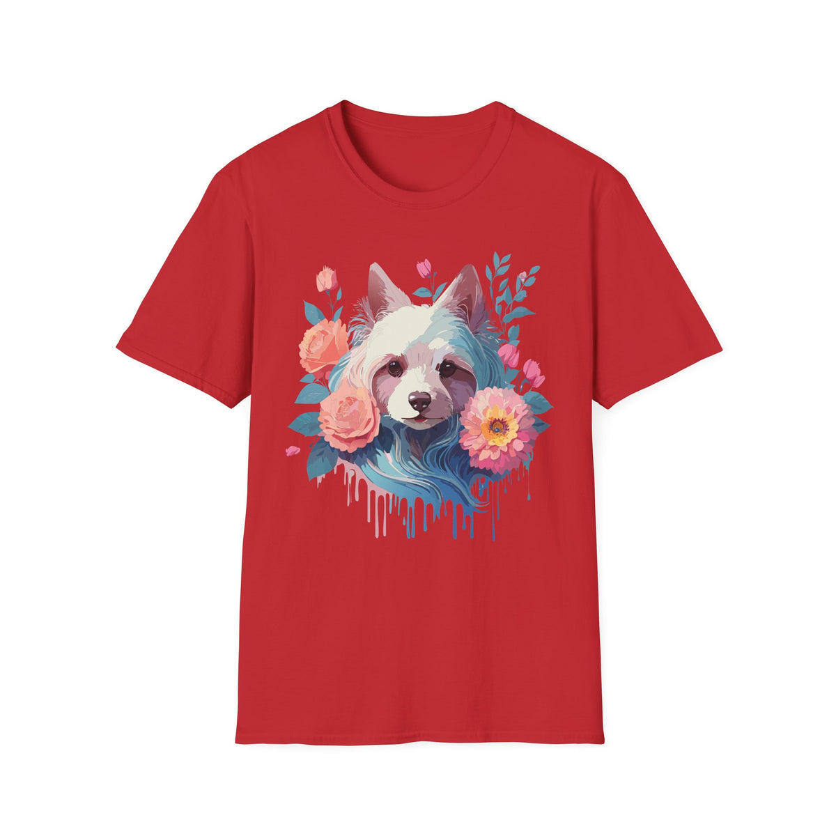 Watercolor Floral Dog Face T-Shirt | Floral Puppy Tee, Cute Pet Portrait Shirt