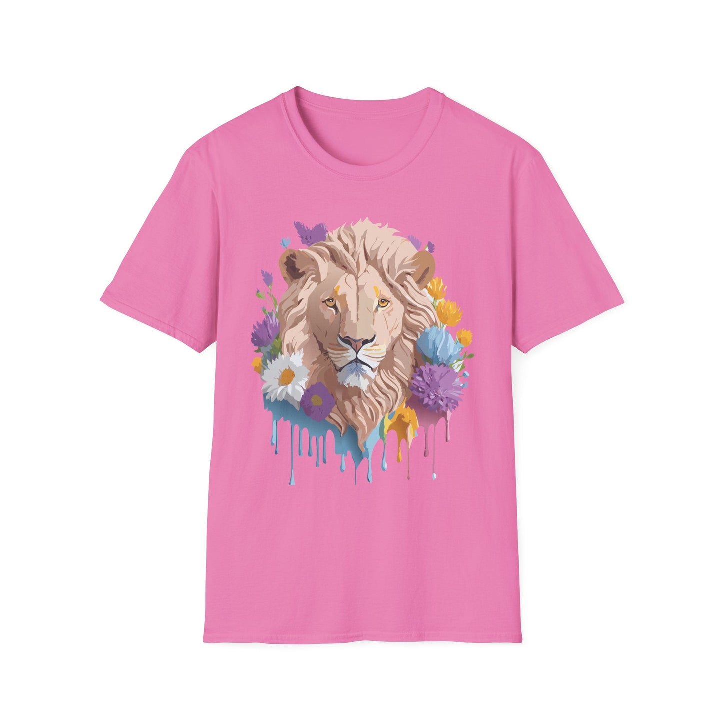 Lion Shirt Unisex Floral Lion Tee Gildan Softstyle 64000 Short Sleeve