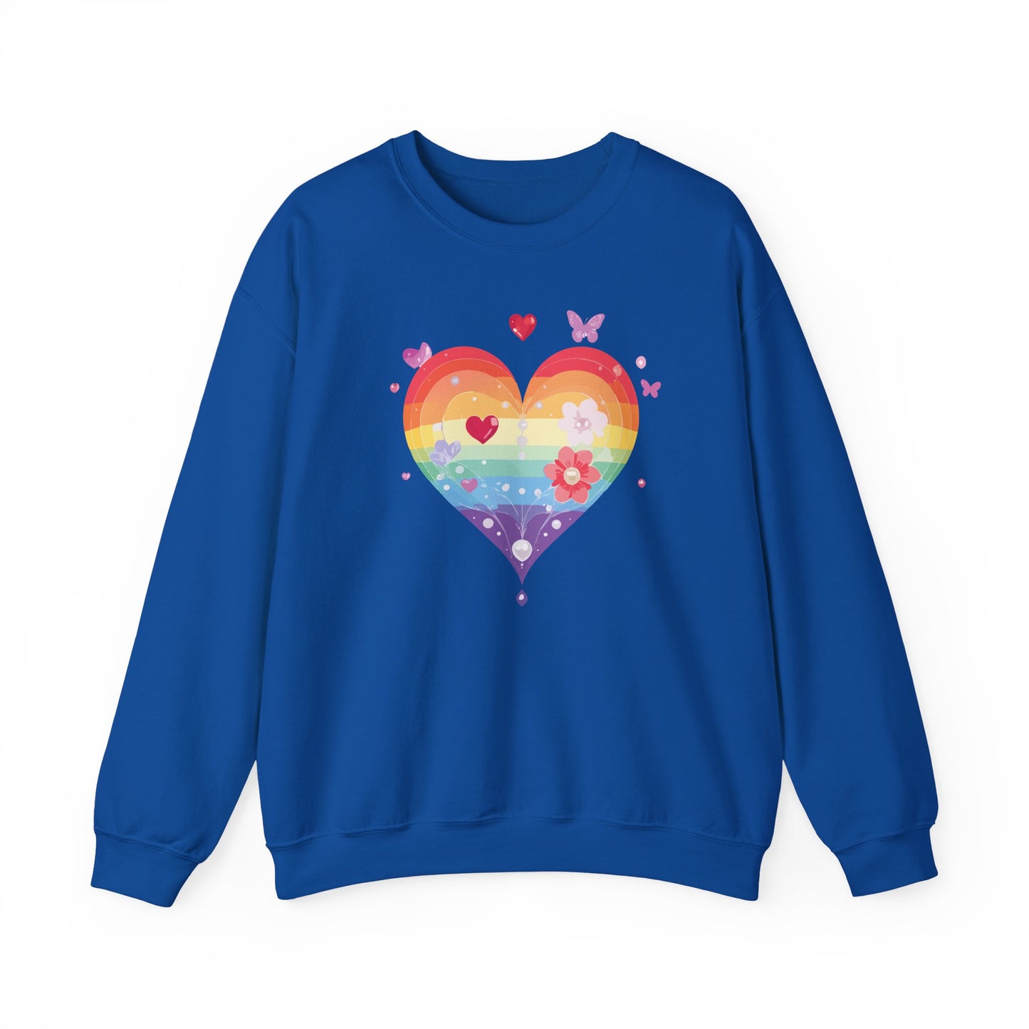 Rainbow Heart Sweatshirt, Floral Heart Sweatshirt, Floral Love Sweatshirt, Valentine's Day Sweatshirt, Rainbow Heart Floral Sweatshirt 115