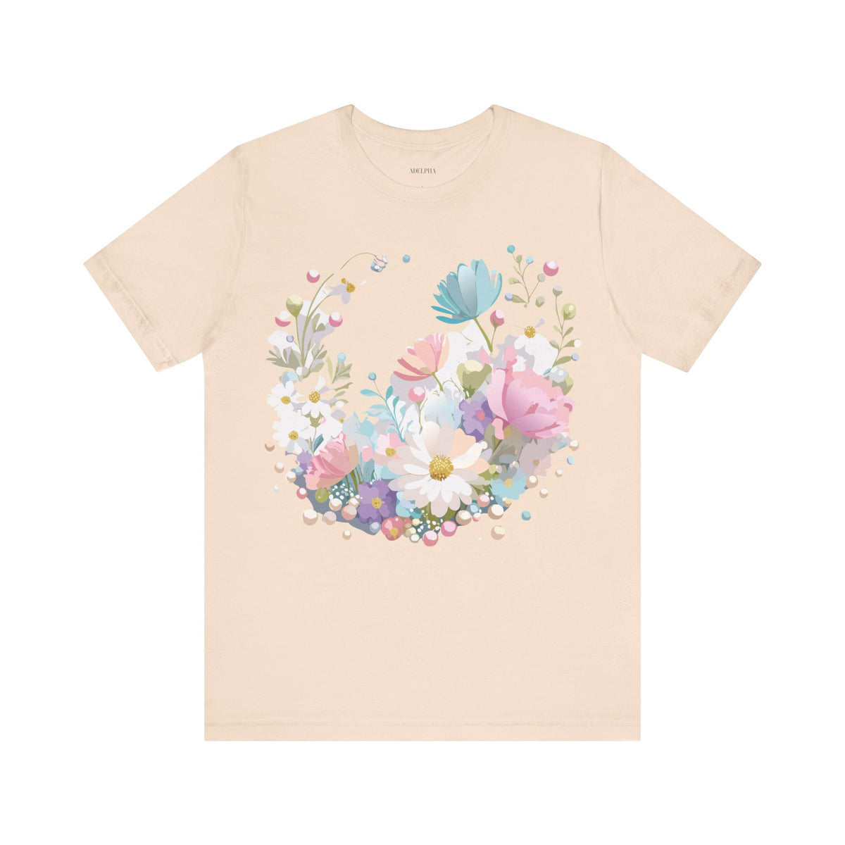 Floral Graphic Unisex Cotton Bella+Canvas Tee with Flowers Art Design n122