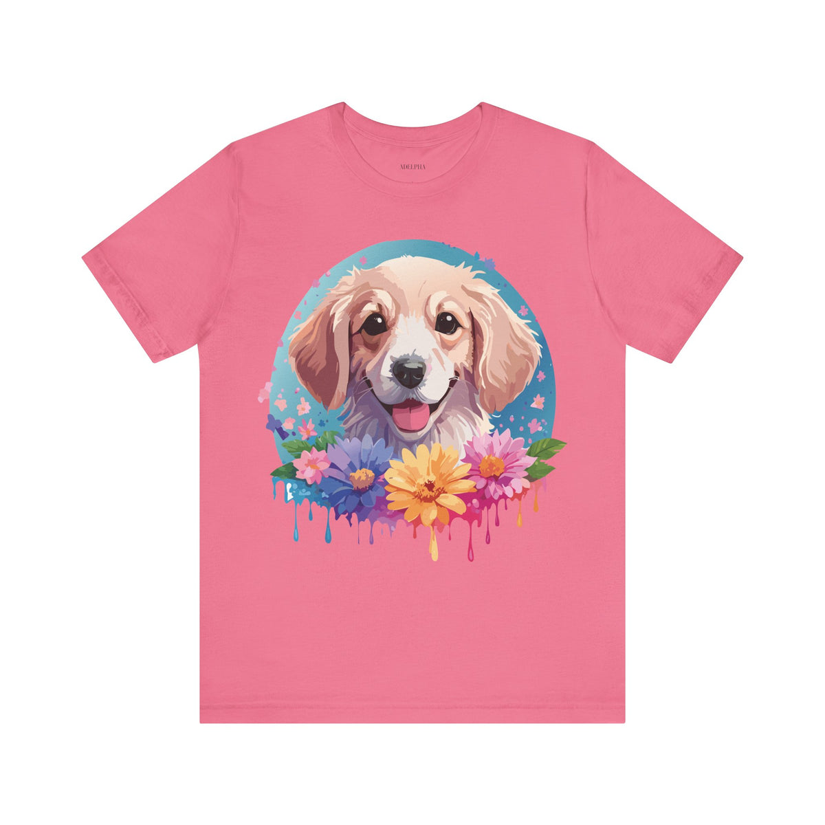 Dog Graphic Unisex Cotton Bella+Canvas Tee with Art Animal Design e113