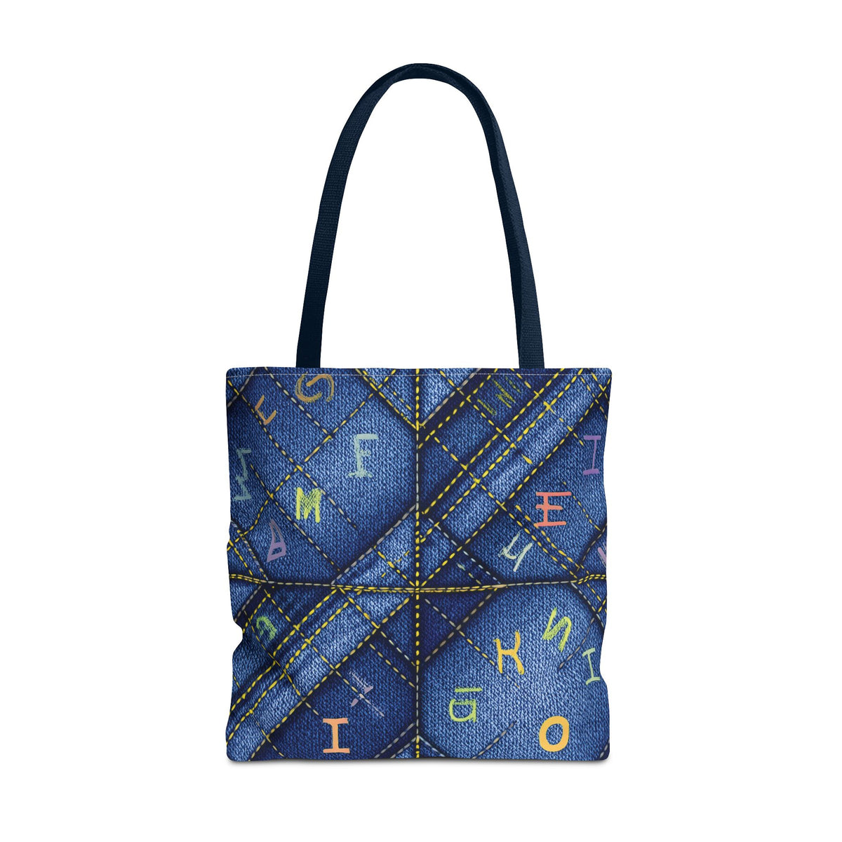 Denim Fabric Imitation Print Unisex Canvas Bag Poly Spun 3 Sizes Tote Bag 187-6