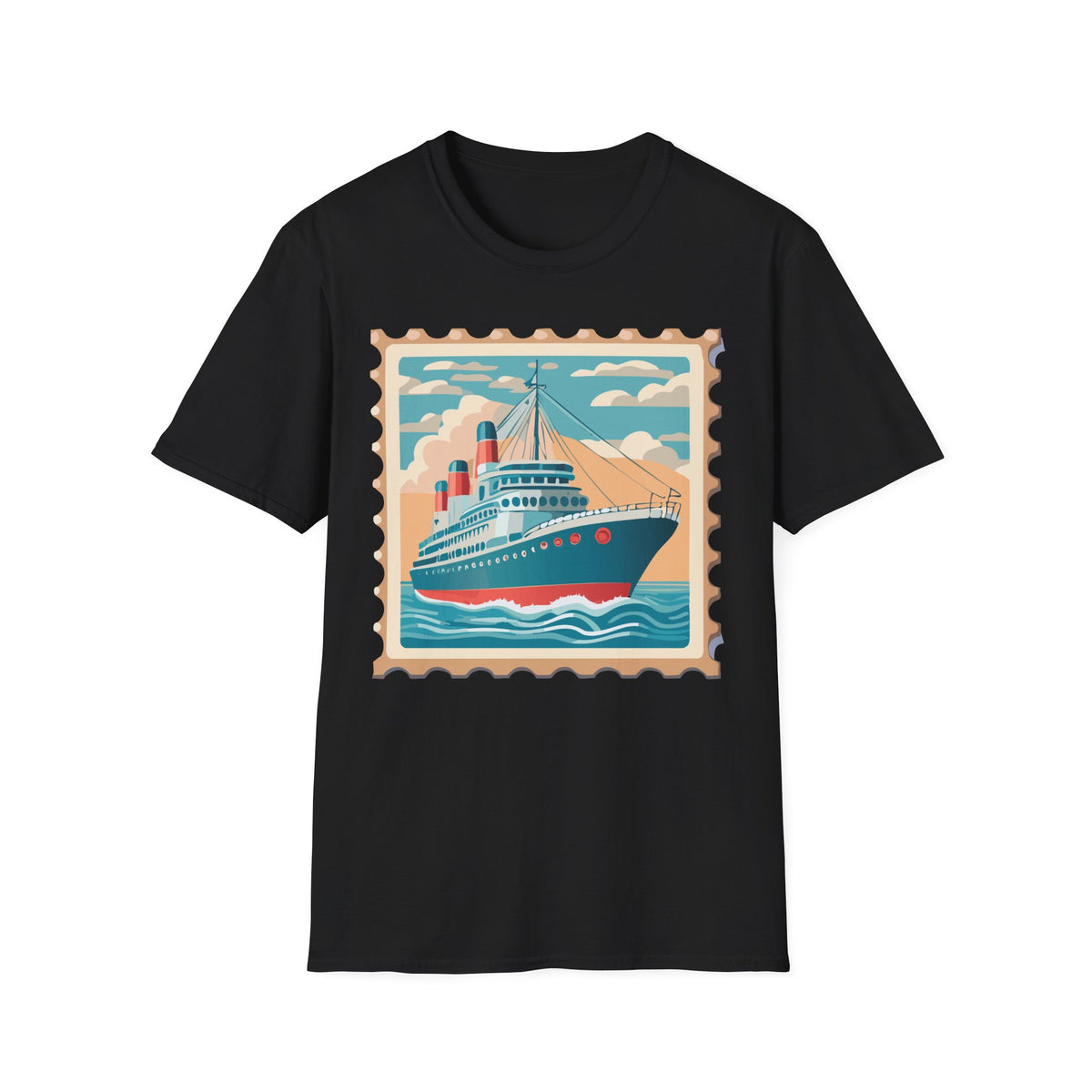 Vintage Ocean Liner Stamp T-Shirt | Retro Cruise Ship Tee