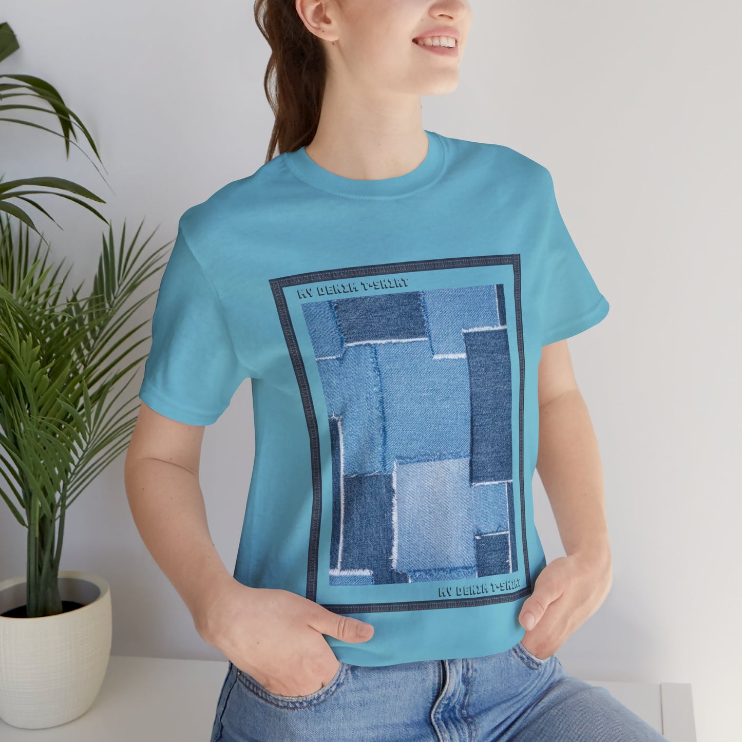 T-shirt unisexe en coton avec imprimé denim