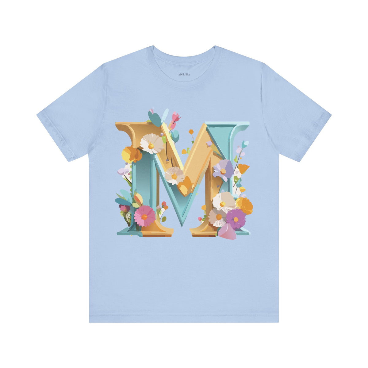 Letter M Graphic Unisex Cotton Bella+Canvas Tee with Art Letter Design