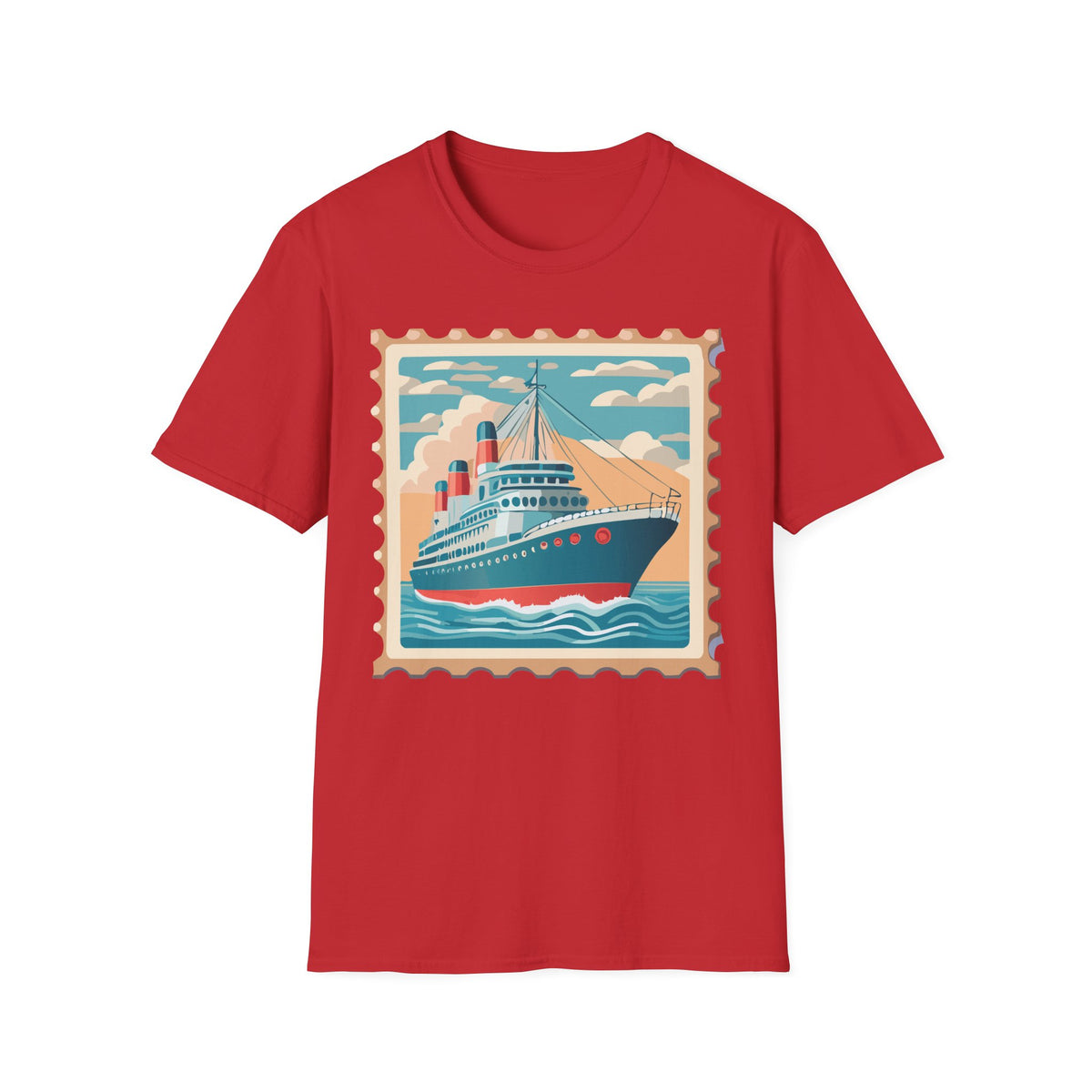 Vintage Ocean Liner Stamp T-Shirt | Retro Cruise Ship Tee