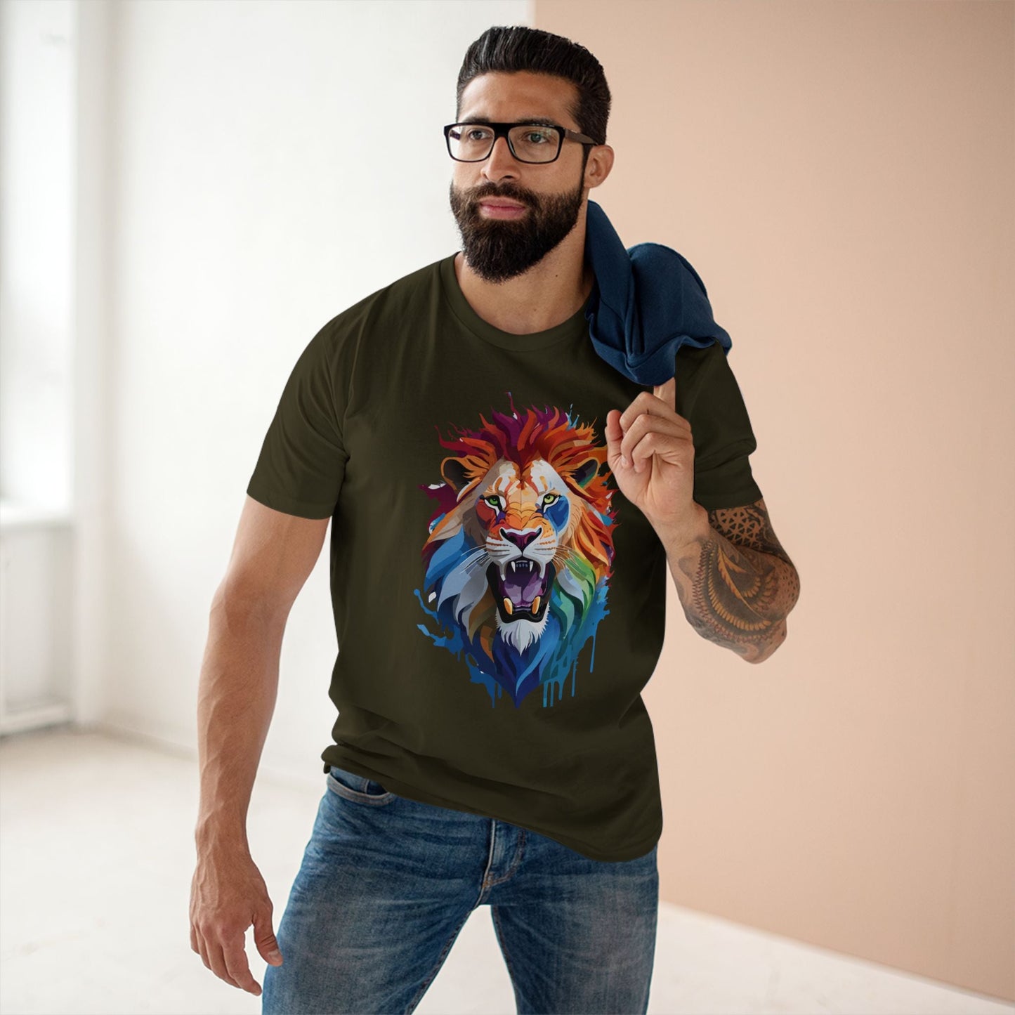 Lion Graphic Unisex 100 Cotton Staple Tee with Animal Design Artwork 30