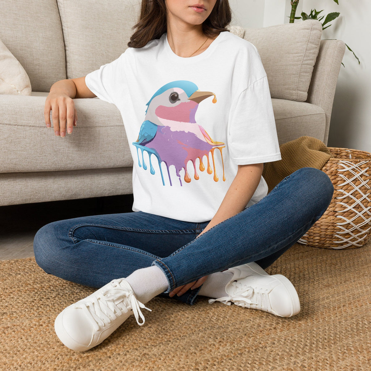 Colorful Dripping Kookaburra T-Shirt | Watercolor Bird Illustration