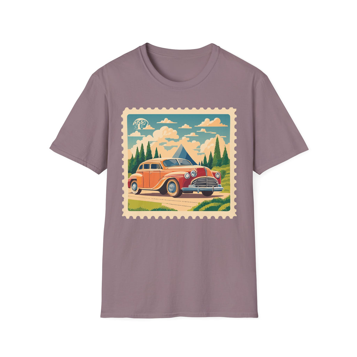 Vintage Road Trip Car T-Shirt | Retro Camper Scenic Stamp Graphic Tee Unisex 100 Cotton Gildan T-Shirt