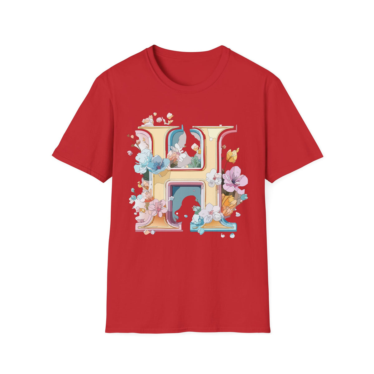 Floral Letter H Shirt | Monogram Initial H Tee