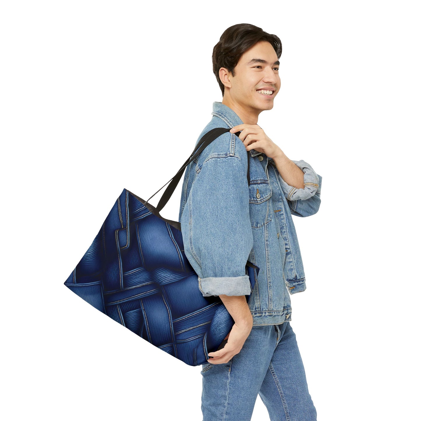 Denim Print Weekender Bag High-Quality 100% Spun Polyester 24x13 Canvas Bag 6