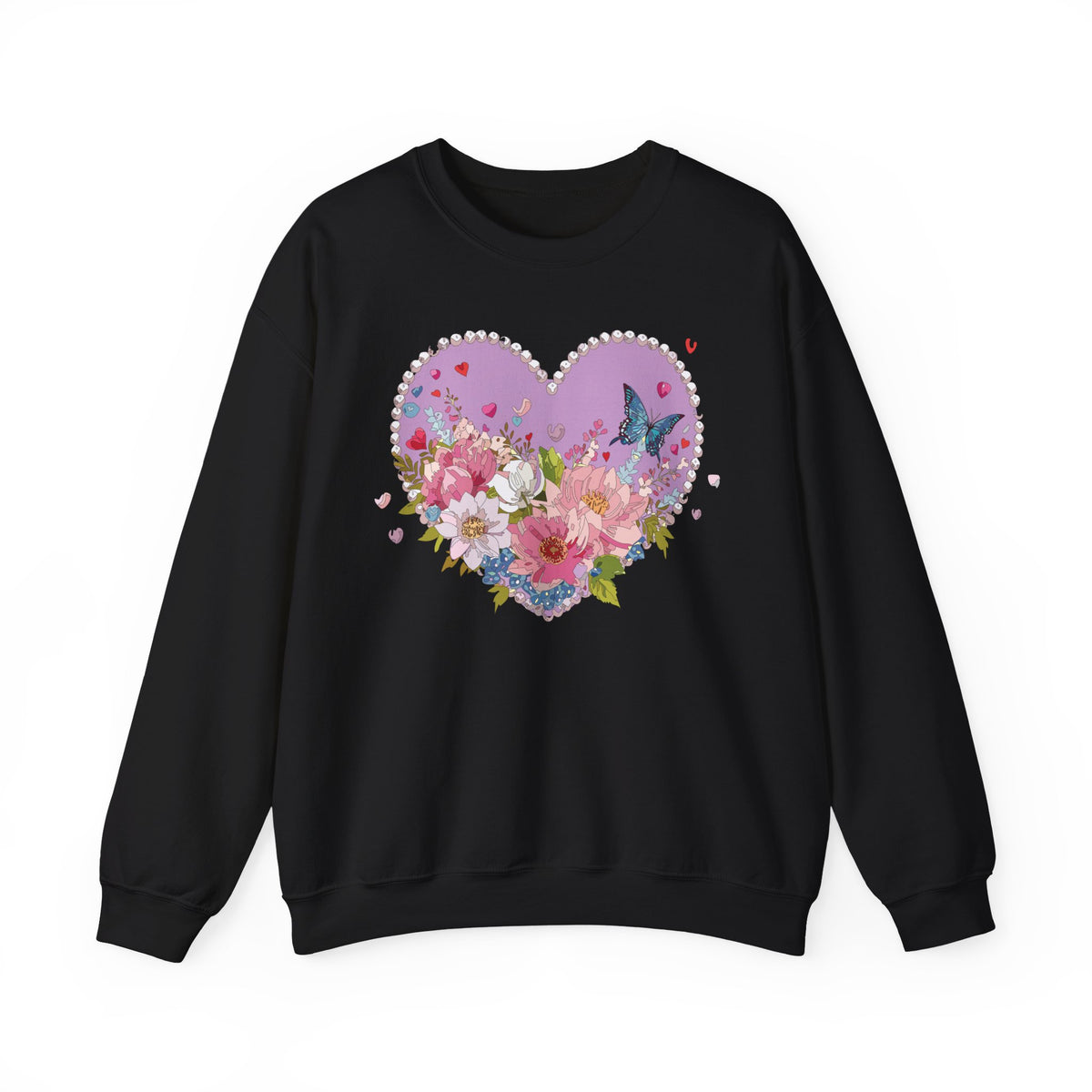 Floral Heart Love Graphic Valentine's Day Sweatshirt Unisex 50/50 Cotton-Poly Sweatshirt w43