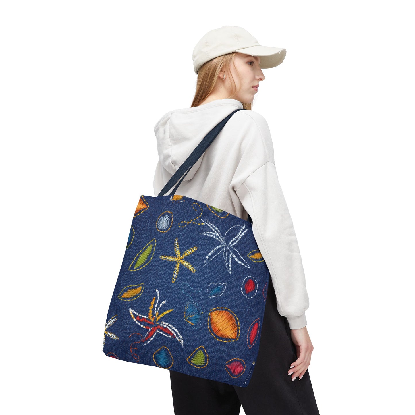 Denim Fabric Imitation Print Unisex Canvas Bag Poly Spun 3 Sizes Tote Bag 182-4