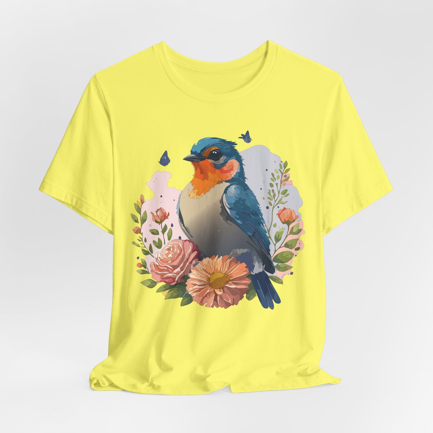 Floral Bird Tee, Animal Shirt, Bird Shirt, Floral Tee, Flower T-shirt, T-Shirt with Animal