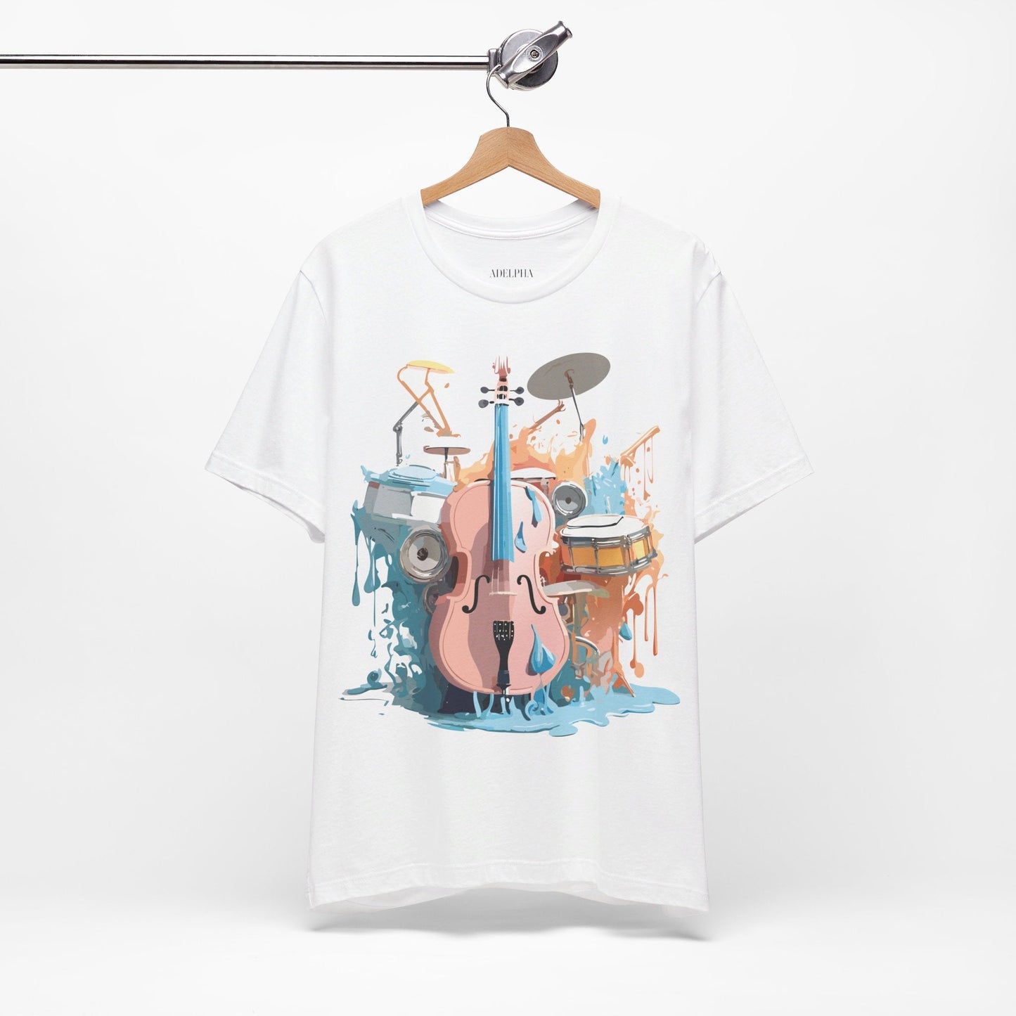 Music Graphic Unisex 100 Cotton Vintage Art with Musical Elements Tee 74