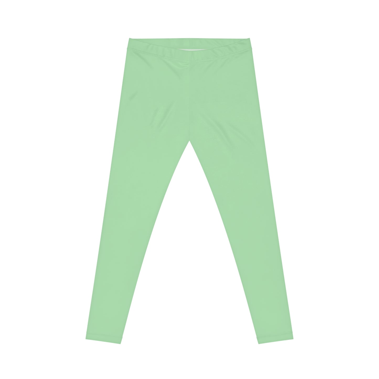 Celadon Green Color Women's Poly-Span Casual Leggings XS-2XL