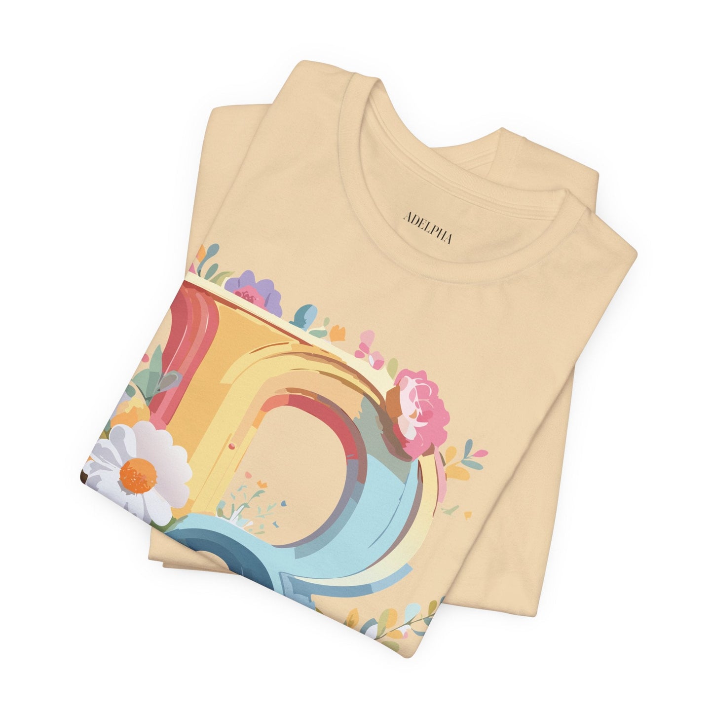 Adelpha Letter R Graphic Tee Unisex Short Sleeve Vintage Style Art Design Artwork Premium Fit